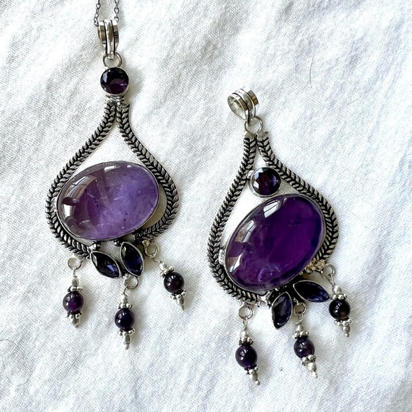 925 Intuition Amethyst Chandelier Pendant Necklace - Picture 6 of 11